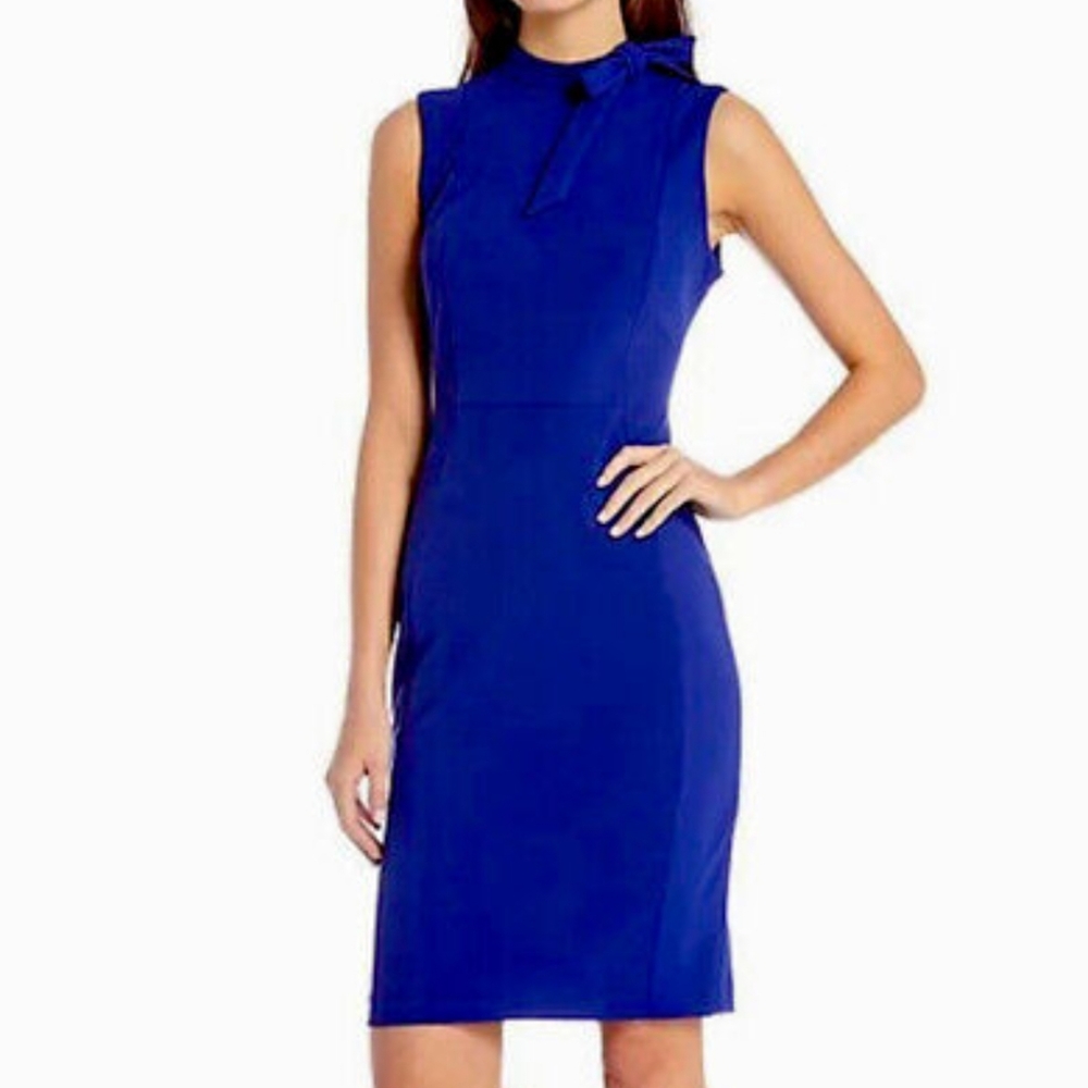Calvin Klein Bow Neck Dress size 2 Royal Blue